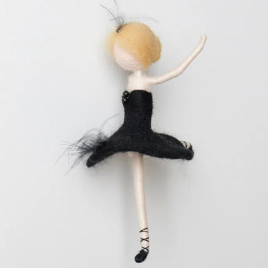 Michelle - Woolen Fairy | Handcrafted Sprite | Waldorf-Inspired | Dancing Swan | Black Dress | Enchanting Gift