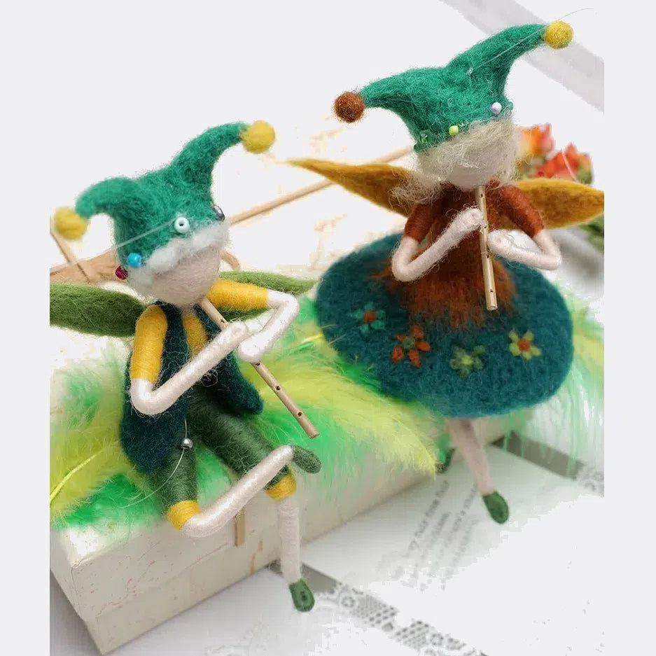 Handcrafted Needle Felted Boy and Girl Angels by Maria Callary Toys