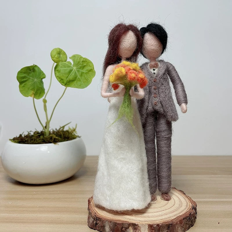 Handcrafted Needle Felted Groom and Bride by Maria Callary Toys