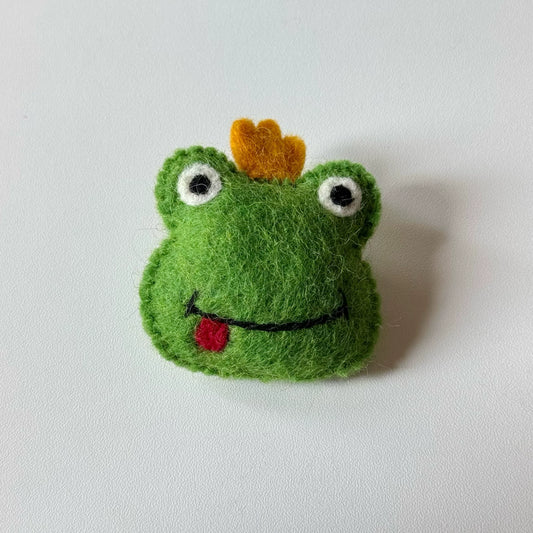 Handmade Felt Frog Brooch Pin