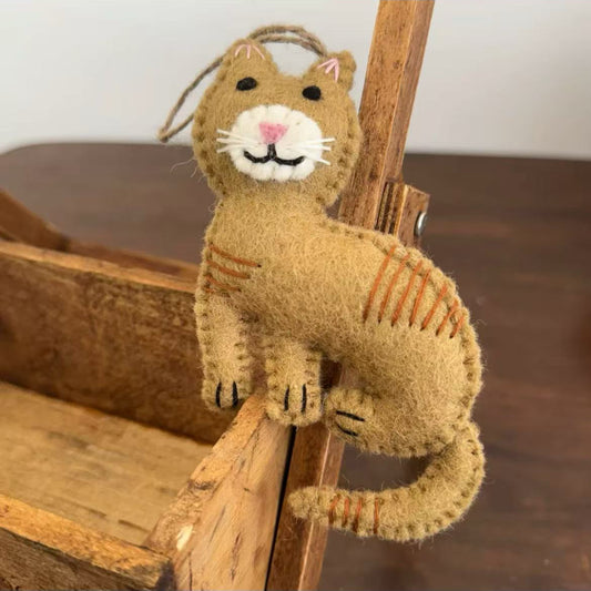 Handmade Felted Cat Hanging Decoration