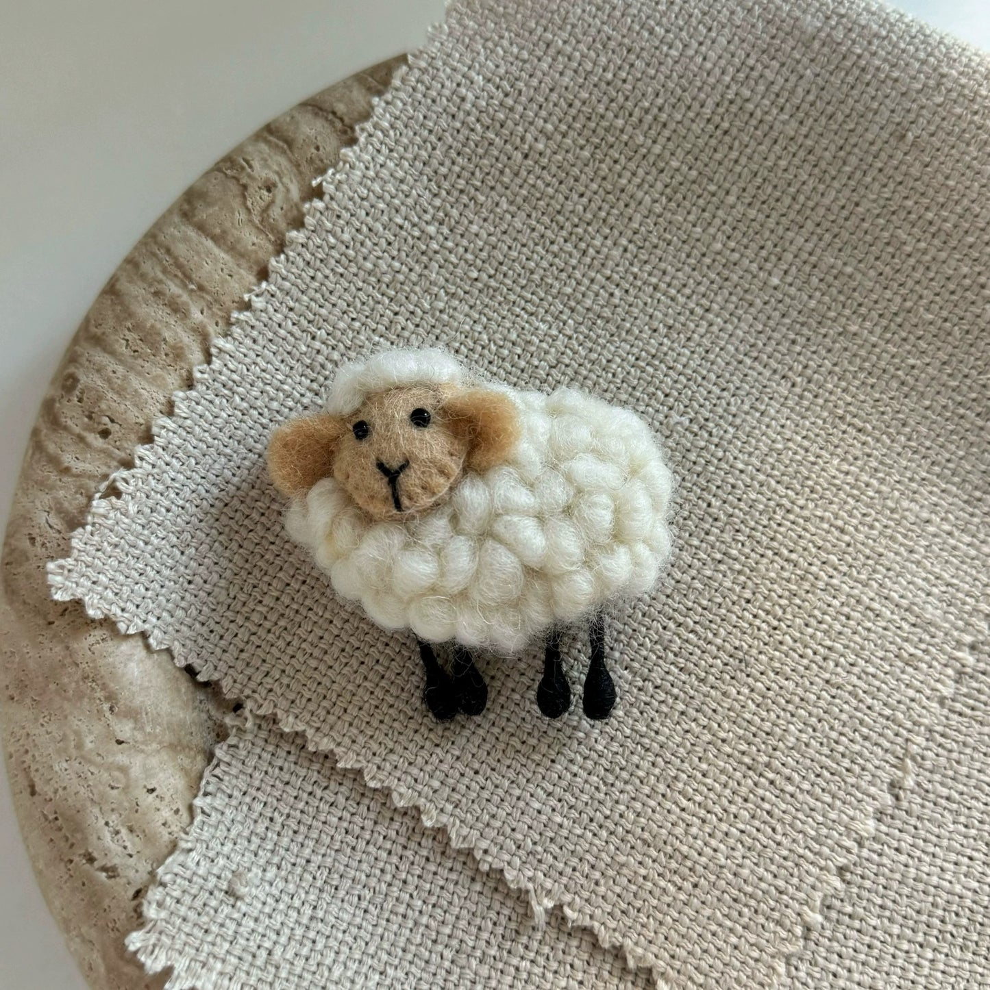 Handmade Felt Sheep Brooch