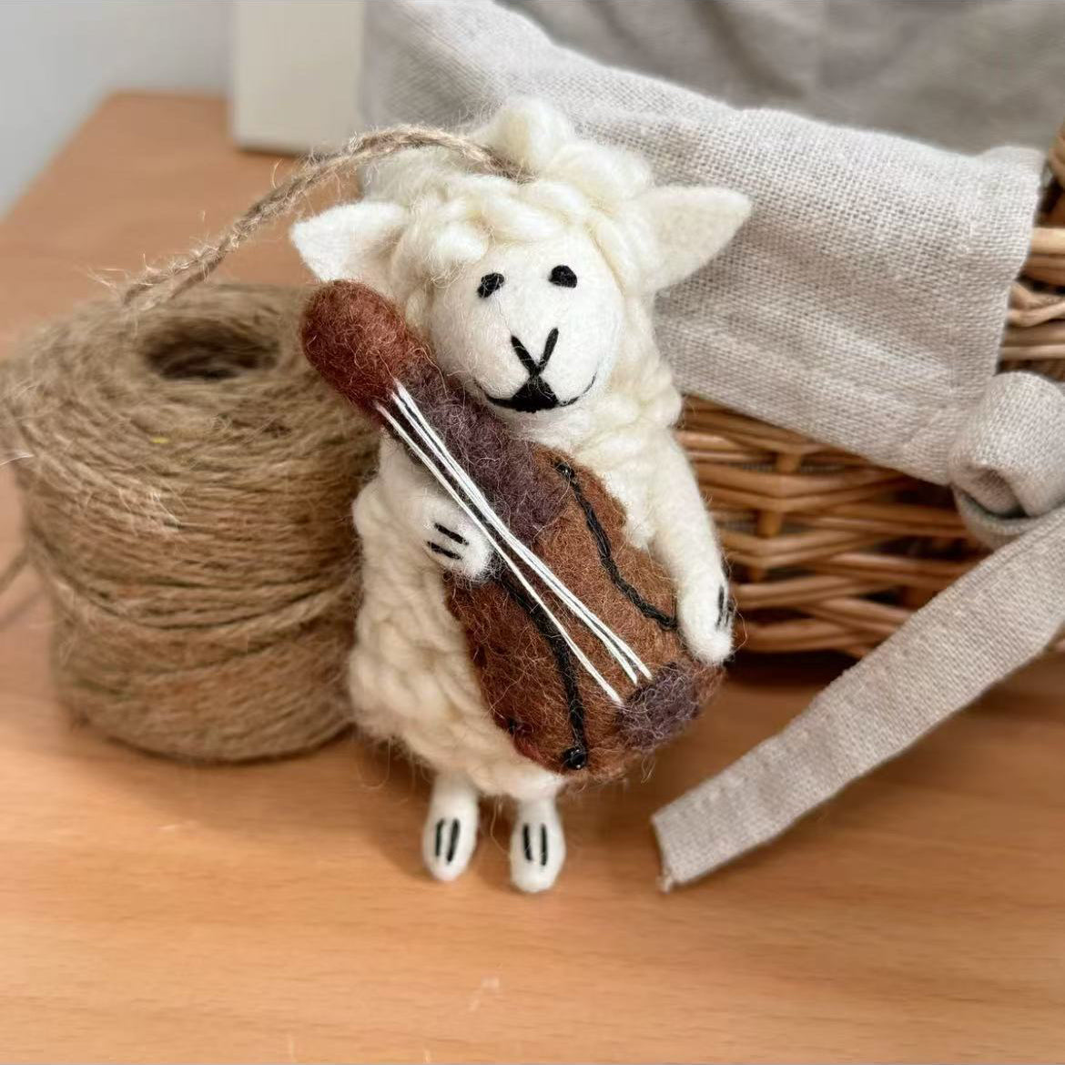 Guitar Sheep Adorable Christmas Ornament