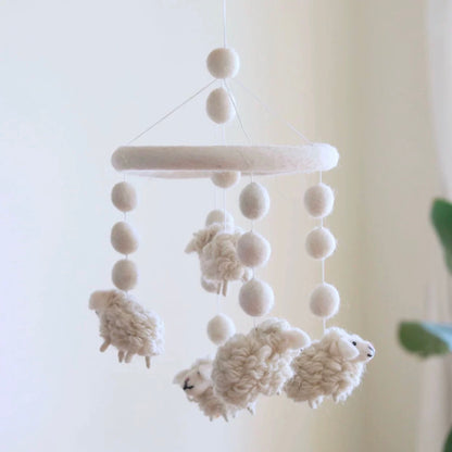 Handmade Felt Sheep Baby Mobile – Soft & Adorable Nursery Decor by Maria Callary Toys