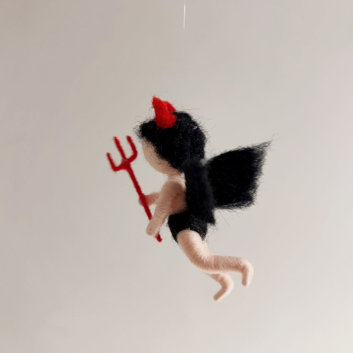Handmade Needle Felted Elf Wool Ornament by Maria Callary Toys