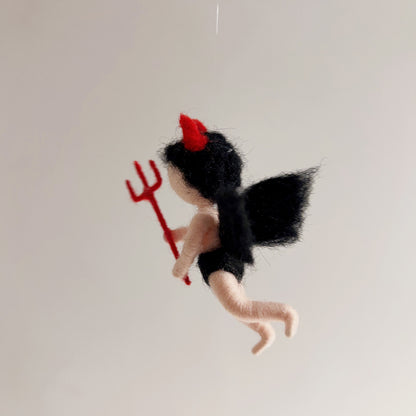 Handmade Needle Felted Elf Wool Ornament by Maria Callary Toys