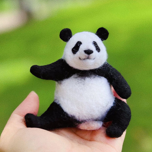 Handmade Panda Wool Felting Craft Kit by Maria Callary Toys