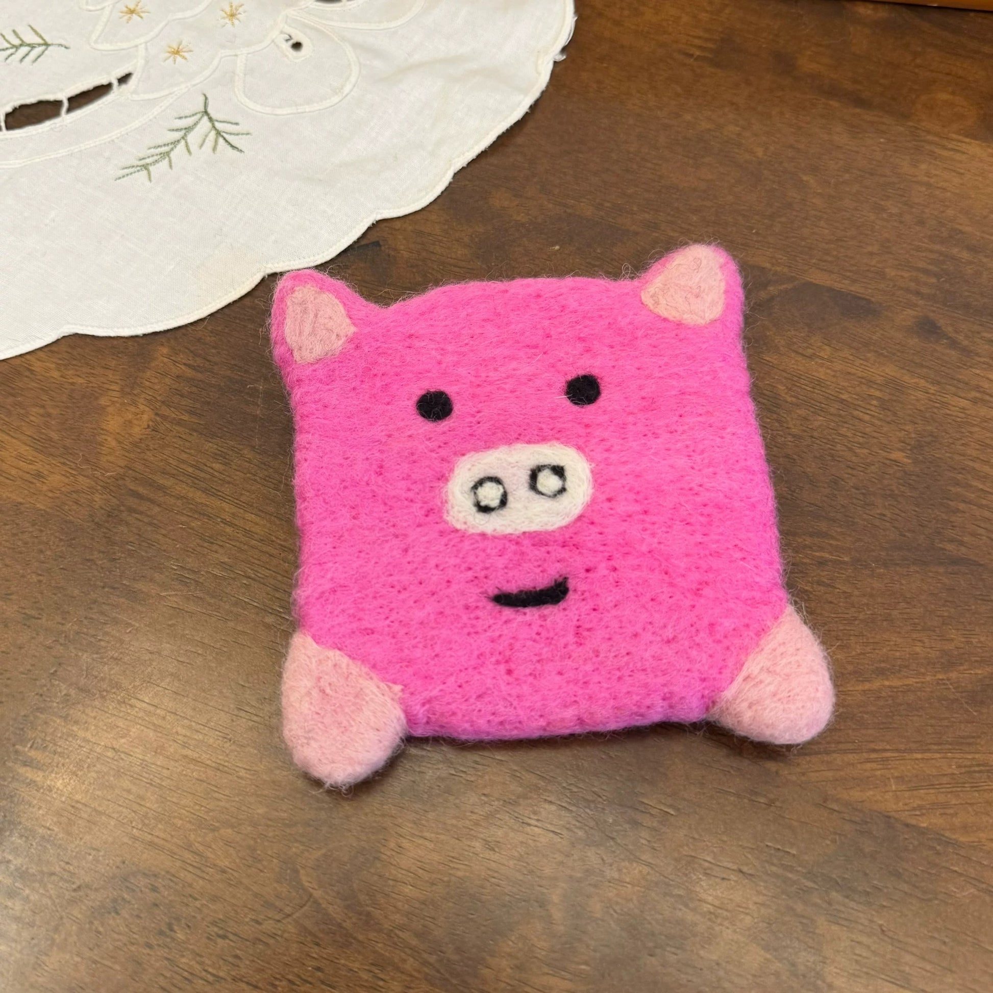 Handmade Pig Wool Felt Coasters by Maria Callary Toys