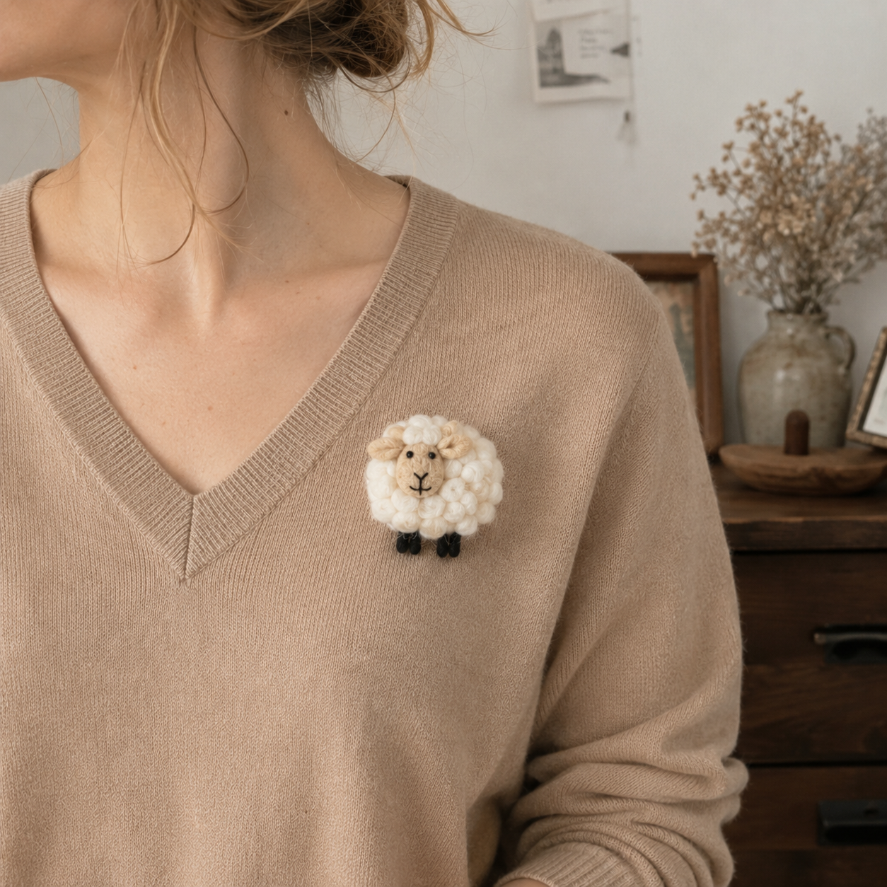 Felt Sheep Pin