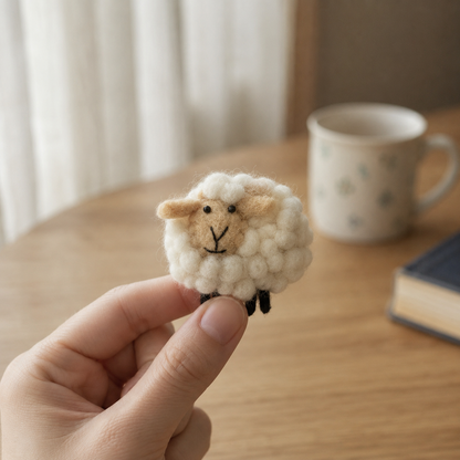 Handmade Felt Sheep Brooch