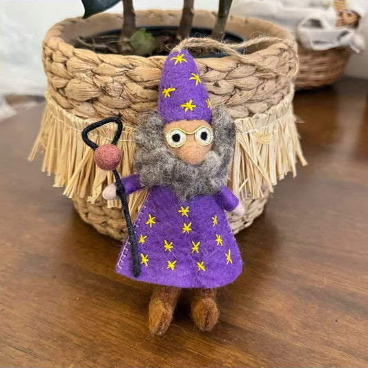 Hanging Felted Wizard Doll Decorationn By Maria Callry Toys
