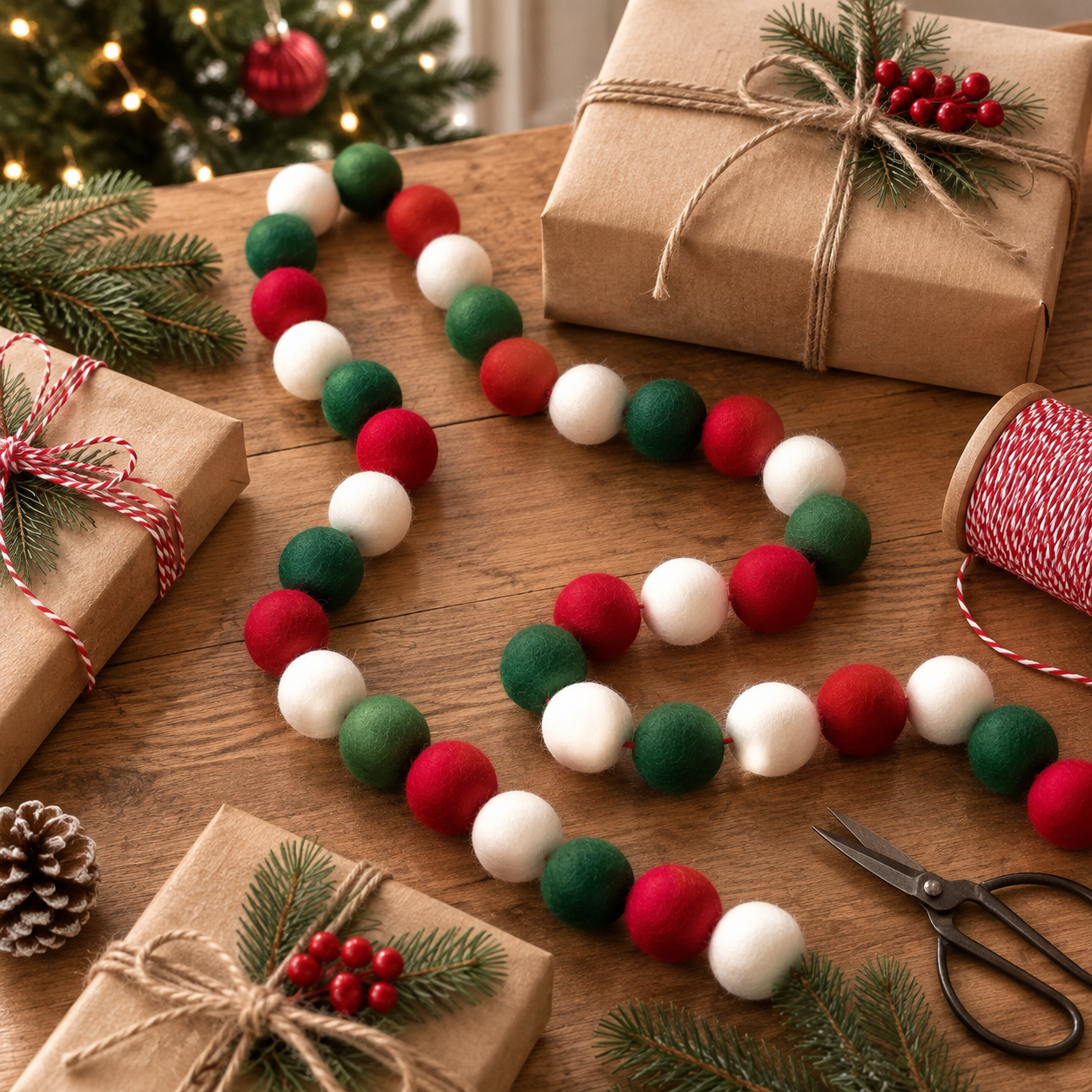 Christmas Felt Ball Garland