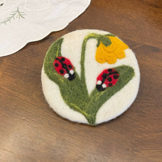 Ladybug and Tulip Felt Flower Coasters by Maria Callary Toys