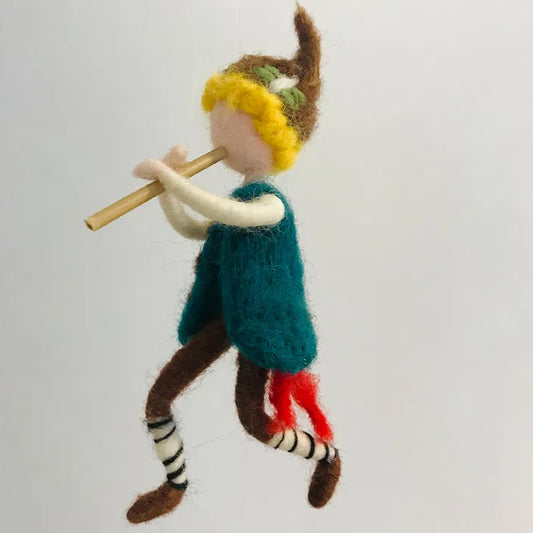 Connor - Woolen Angel | Handcrafted Sprite | Waldorf-Inspired | Green Vest | Flute Player | Perfect Gift