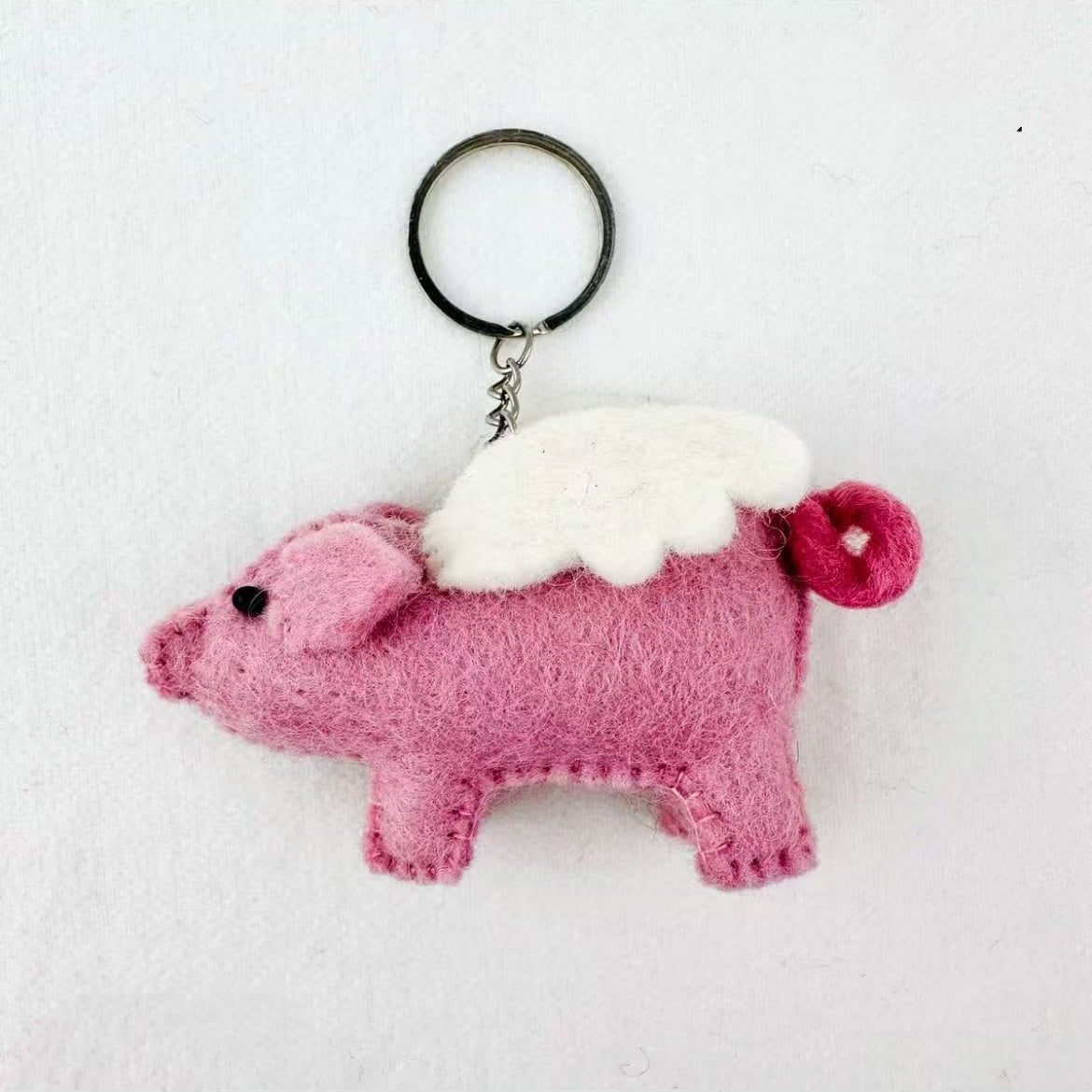 Flying Pig Felt Keychain