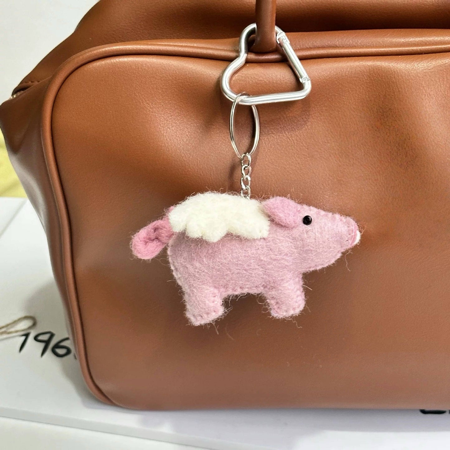 Flying Pig Felt Keychain