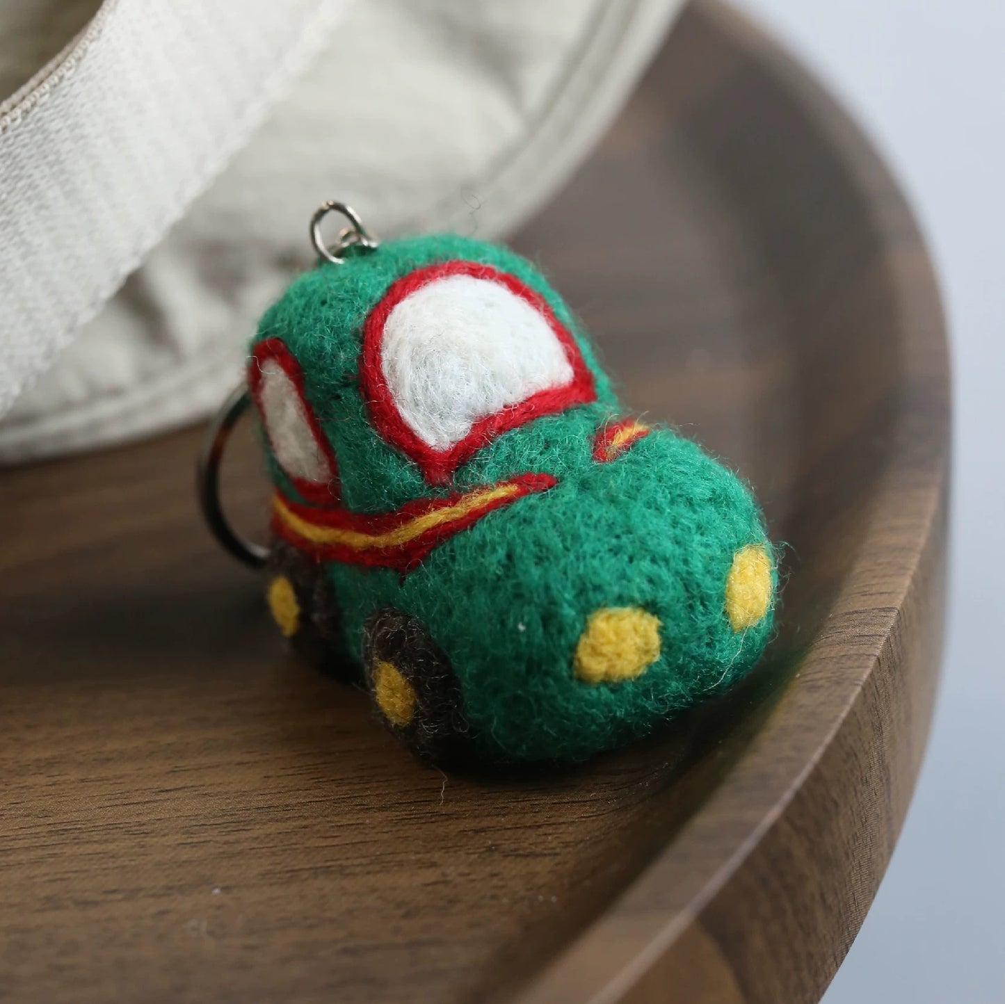 Green Car Felt Keychain