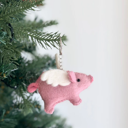 Flying Pig Felt Keychain