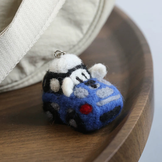 Needle Felted Police Car Key Ring