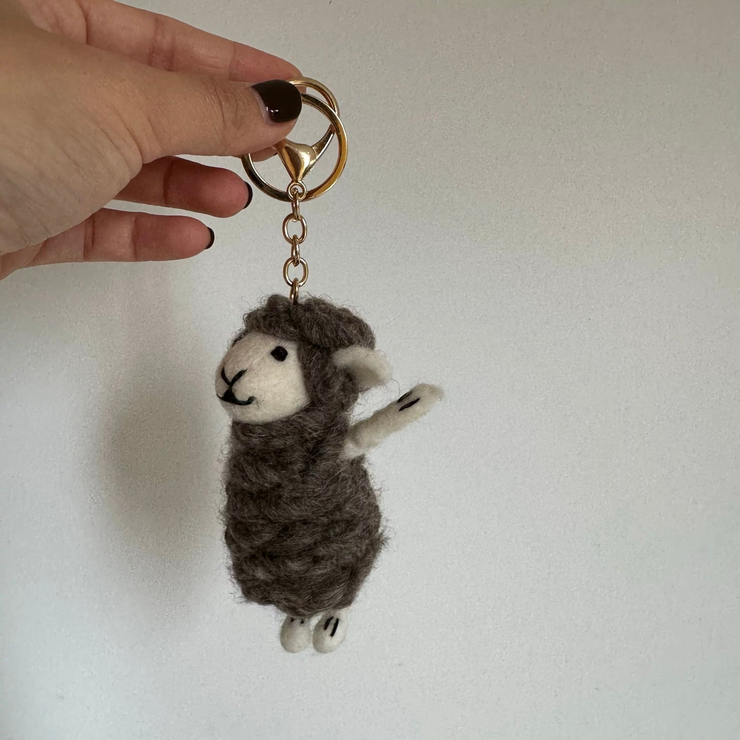 Handmade Sheep Needle Felted Bag Charm Keychain