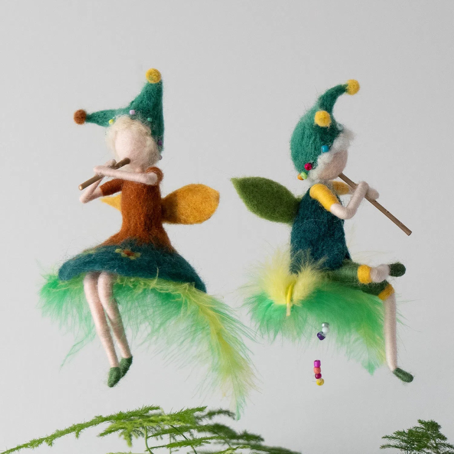 Maria Callary Toys Needle Felted Angels with Flutes