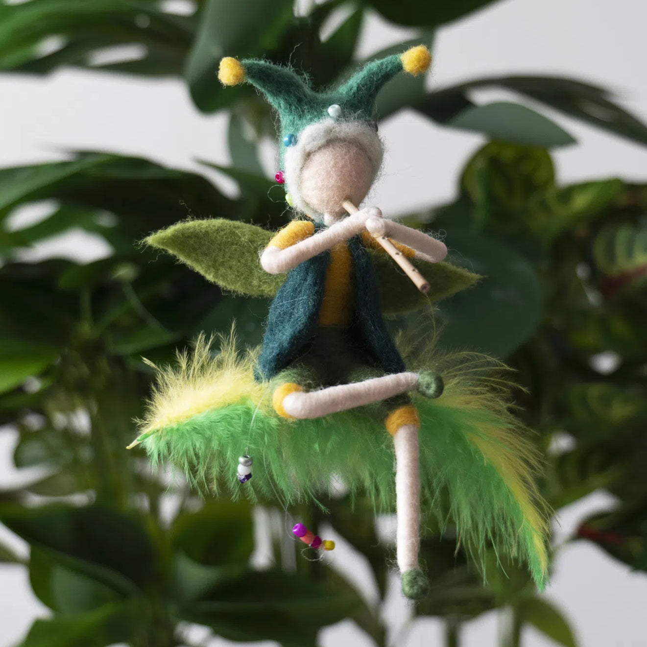 Needle Felted Boy Angel Playing Flute by Maria Callary Toys