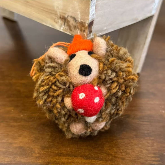 Needle Felted Hedgehog Hanging Decoration By Maria Callary Toys