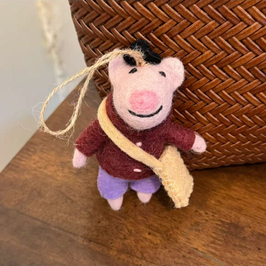 Needle Felted Pig Christmas Stocking Stuffer Ornament By Maria Callary Toys