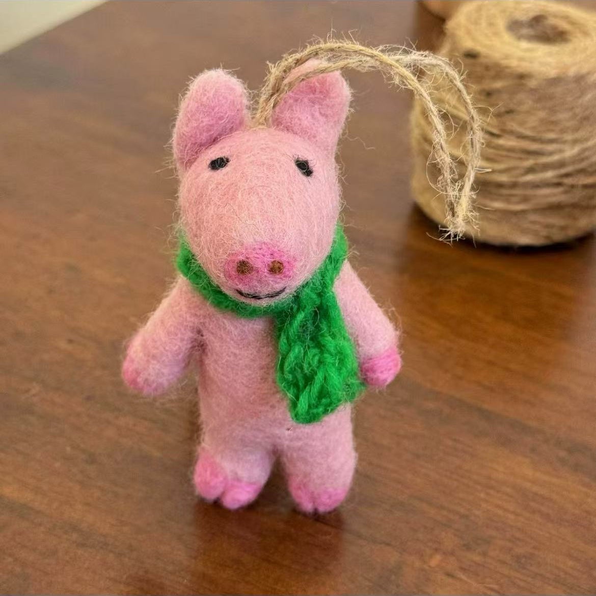 Needle Felted Pig Holiday Ornament By Maria Callary Toys