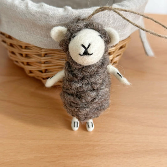 Needle Felted Wool Sheep Hanging Decoration By Maria Callary Toys
