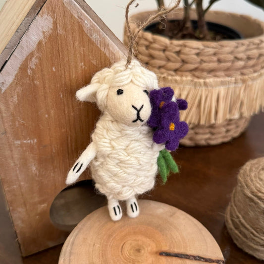 Purple Flower Sheep Holiday Decor