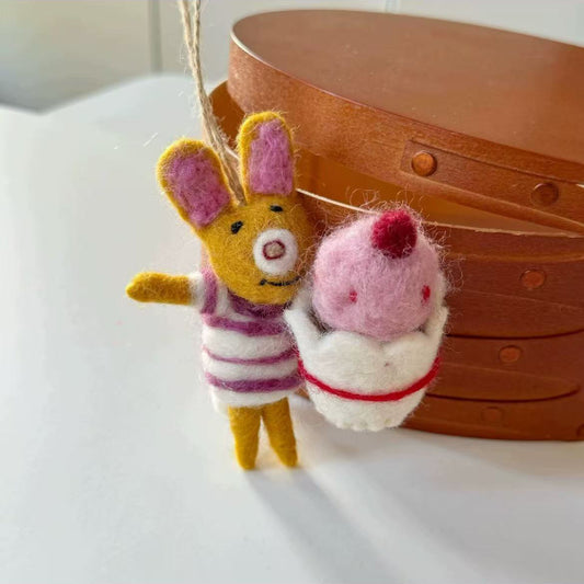 Rabbit Christmas Holiday Hanging Decoration By Maria Callary Toys