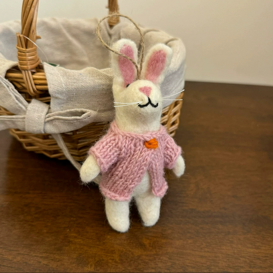 Rabbit Handmade Felted Wool Hanging Decoration By Maria Callry Toys