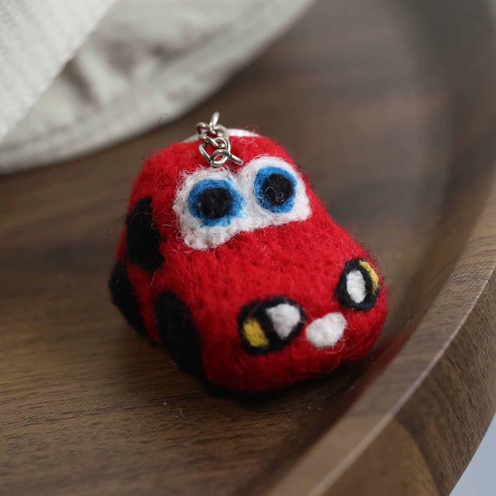 Red Felt Car Keychain Charm By Maria Callary Toys