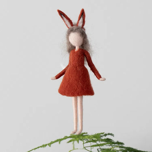 Ruby - The Foxy Lass | Handcrafted Figure | Charming Design | Red Dress & Ears | Graceful Companion