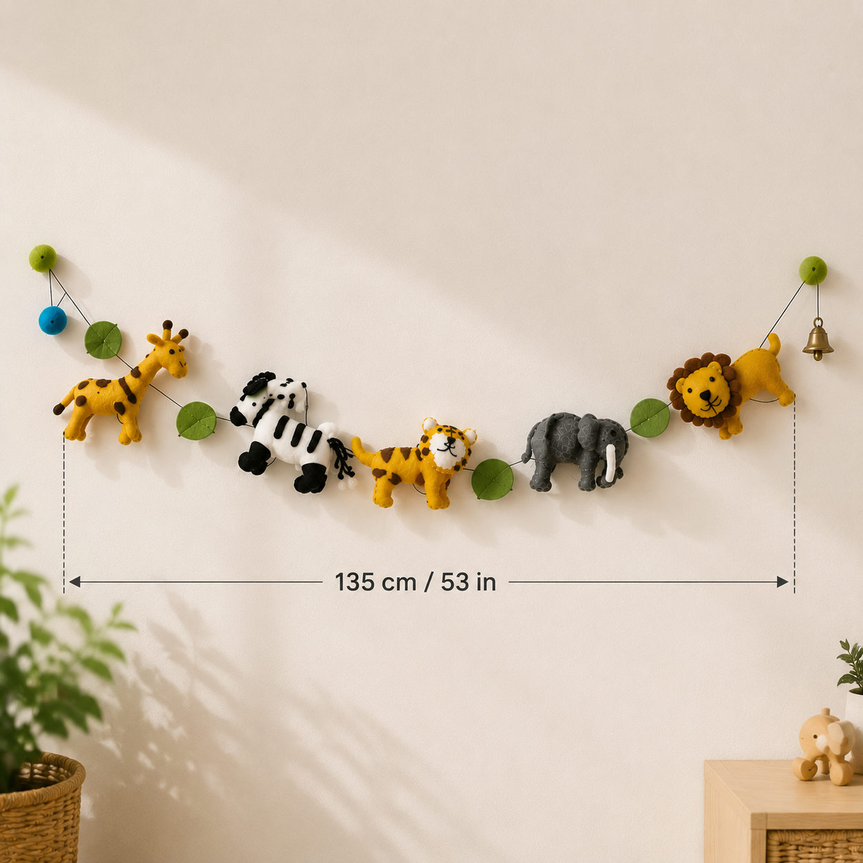 Safari Animals Felt Garland