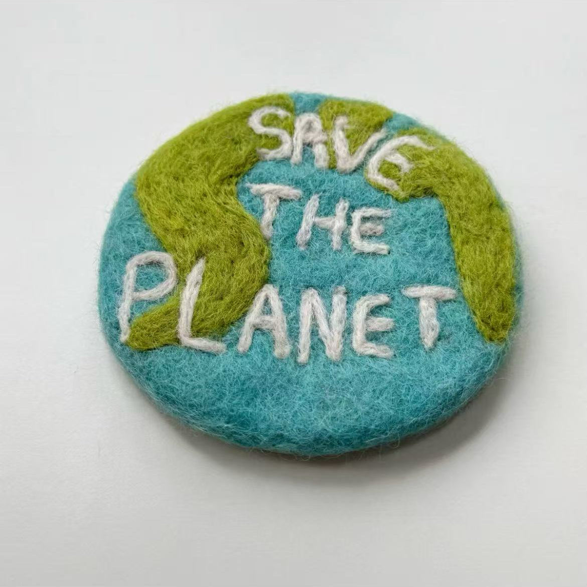 Save the Planet Wool Felt Drink Coaster By Maria Callary Toys