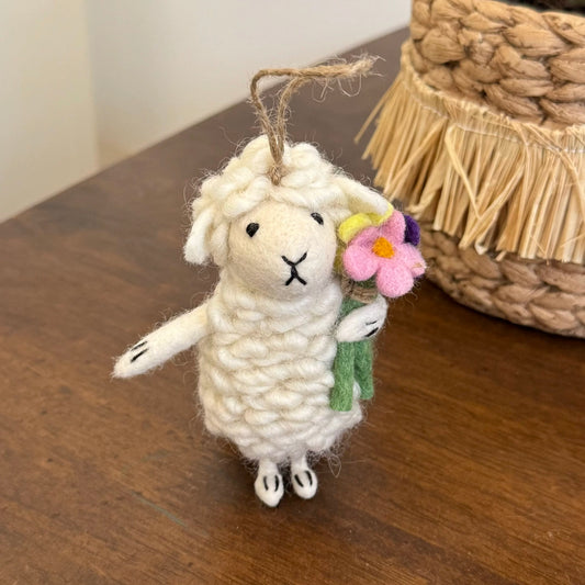 Sheep Felt Ornament for Hanging Home Decoration By Maria Callary Toys