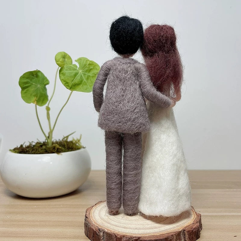 Whimsical Needle Felted Groom and Bride Figurines by Maria Callary Toys